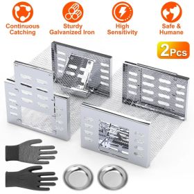 2Pcs Humane Rat Trap Catch and Release Live Mouse Cage Traps with Automatic Continuous Cycle Trapping for Chipmunk Rodent Mouse Small Animals GPC (Option: Silver)