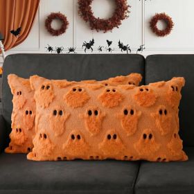 CJSAH98CWGYXHalloween Decorations Ghost Pillow Covers 12x20 Set Of 2 Orange (Option: Orange)