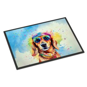 Dachshund Hippie Dawg Doormat Front Door Mat Indoor Outdoor Rugs for Entryway, Non Slip Washable Low Pile, 24H X 36W (Option: Default)