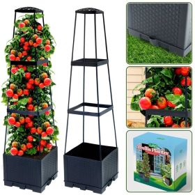 2-Pack 44.8" Self-Watering Tomato Planter With Trellis – Heavy-Duty Indoor & Outdoor Raised Garden Box, Built-in Trapezoid Climbing Grid For Toma (Option: 2PCS)