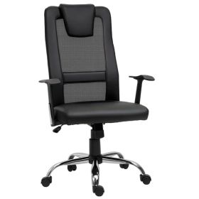 Ergonomic Office Chair with Thick Padded Headrest, Mesh Computer Desk Chair with Tilt Function, Armrest, Black (Option: black)