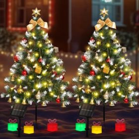Mini Christmas Tree Solar Lights, Outdoor Decorations, 2 Pack (Option: 2 Pack Snowy Tree)