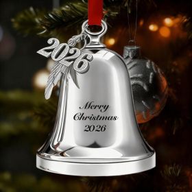 Christmas Bell Ornament 2026, Silver Angel Sleigh Bell Decoration, Merry Christmas Hanging Bell For Tree & Home (Option: Silver)