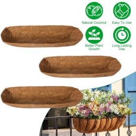 Coconut Fiber Window Box Liners, 24/30/36 Inch Trough Coco Liners for Wire Window Baskets, Woven Coir Planter Add for Balcony, Garden, Indoor & O (Option: 30IN)