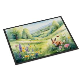 Rabbit Springtime Meadow Doormat Front Door Mat Indoor Outdoor Rugs for Entryway, Non Slip Washable Low Pile, 24H X 36W (Option: Default)