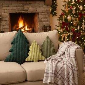Christmas Decorations Plush Throw Pillows Soft Green Velvet Christmas Tree Shaped Pillow, Cute Rustic Stuffed Cushion Xmas Decor Indoor For Kids (Option: MULTI)