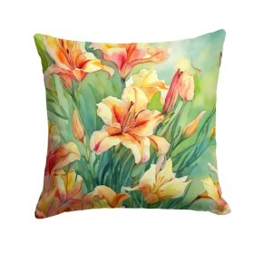 Utah Sego Lilies in Watercolor Throw Pillow Machine Washable, Indoor Outdoor Decorative Pillow for Couch, Bed or Patio, 18Hx18W (Option: Default)