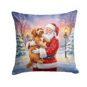 Labradoodle with Santa Claus Throw Pillow Decorative Indoor Outdoor Accent Cushion for Couch, Bed or Patio, 14Hx14W (Option: Default)