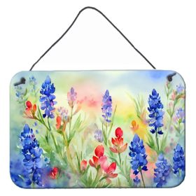 NEW Texas Bluebonnets in Watercolor Wall or Door Hanging Prints Aluminum Metal Sign Kitchen Wall Bar Bathroom Plaque Home Decor, 8HX12W, Multicol (Option: Default)