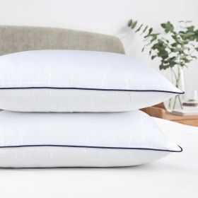 Pillows Standard And Full Size, Hotel Collection Bed Pillows For Side, Back, And Stomach Sleepers, Fluffy And Supportive, Down Alternative Microf (Option: 2pc Blue Queen 18x 28in)