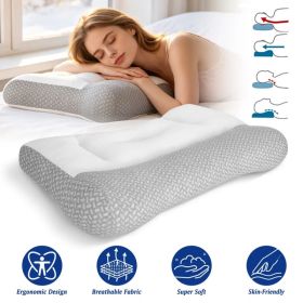 Ergonomic Bed Pillow Breathable Mesh Pillow for Neck Support Dual Height Design Down Alternative Pillow for Side Back Sleepers (Option: 1Pc High Pillow)