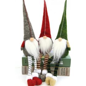 3pcs New Christmas Decoration Long Legs Rudolph Doll Christmas Children Gift Hotel Mall Window Decoration (Option: Red Green Gray)