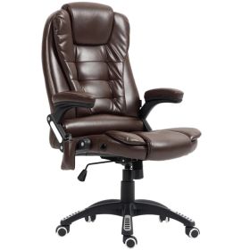 Reclining Massage Office Chair, Executive Office Chair with High Back, Swivel Wheels, Dark Brown (Option: Coffee Brown)