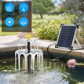 Solar Powered Fountain with 2200mAh Battery Backup, IP68 Waterproof Solar Water Fountain Pump , 2 Water Modes, Adjustable Height & 3 Nozzles, Col (Option: black)