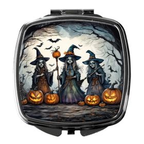 Witches Spooky Halloween Compact Mirror Decorative Travel Makeup Mirror for Women Girls Gifts Pocket Makeup Mirror Folding Handheld (Option: Default)