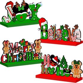 4pcs Mouse Christmas Decorations Wooden Table Centerpiece (Option: MULTI)