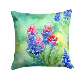 Texas Bluebonnets in Watercolor Throw Pillow Machine Washable, Indoor Outdoor Decorative Pillow for Couch, Bed or Patio, 14Hx14W (Option: Default)