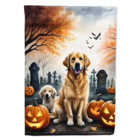 Golden Retriever Spooky Halloween House Flag Large Porch Sleeve Pole Decorative Outside Yard Banner Artwork Wall Hanging, Polyester, House Size, (Option: Default)