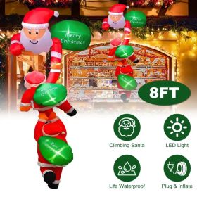 8 Foot Inflatable Santa Claus Christmas Decoration - 6 LED Lights for Night Glow, Quick Inflation , 4 Suction Cups & 6 Ropes (Secure Hanging), Wa (Option: as pic)