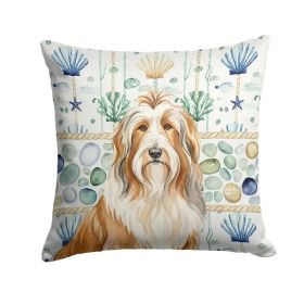 Fawn Bearded Collie Coastal Sea Glass Throw Pillow Decorative Indoor Outdoor Accent Cushion for Couch, Bed or Patio, 18Hx18W (Option: Default)