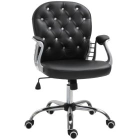 Ergonomic Office Chair, Comfortable Computer Desk Chair with Padded Seat and Adjustable Height, Tufted Back, Black (Option: black)