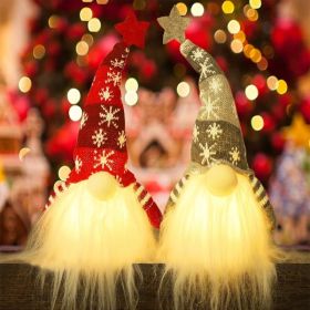 Lighted Christmas Gnome, Handmade Plush Scandinavian Swedish Tomte, Light Up Elf Toy Holiday Present, Battery Operated Winter Tabletop Christmas (Option: 15 Inch)