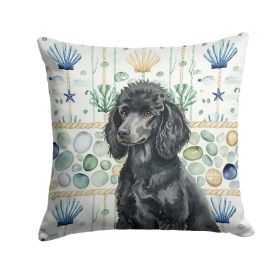 Standard Black Poodle Coastal Sea Glass Throw Pillow Decorative Indoor Outdoor Accent Cushion for Couch, Bed or Patio, 18Hx18W (Option: Default)