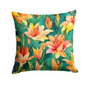 Lilies in Watercolor Throw Pillow Machine Washable, Indoor Outdoor Decorative Pillow for Couch, Bed or Patio, 18Hx18W (Default: Default)