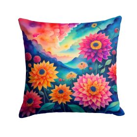 Colorful Dahlias Throw Pillow Machine Washable, Indoor Outdoor Decorative Pillow for Couch, Bed or Patio, 18Hx18W (Default: Default)