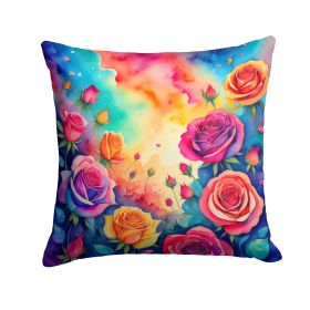 Colorful Roses Throw Pillow Machine Washable, Indoor Outdoor Decorative Pillow for Couch, Bed or Patio, 18Hx18W (Default: Default)