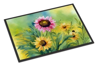 NEW Kentucky Goldenrod in Watercolor Doormat Front Door Mat Indoor Outdoor Rugs for Entryway, Non Slip Washable Low Pile, 18H X 27W (Default: Default)