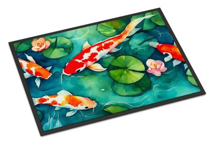 NEW Koi Fish Doormat Front Door Mat Indoor Outdoor Rugs for Entryway, Non Slip Washable Low Pile, 18H X 27W (Default: Default)