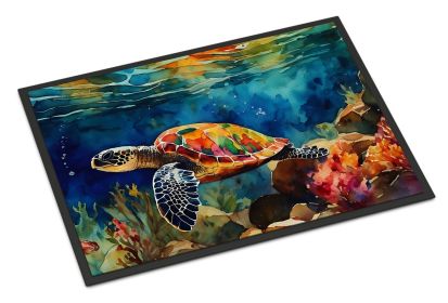 NEW Loggerhead Sea Turtle Doormat Front Door Mat Indoor Outdoor Rugs for Entryway, Non Slip Washable Low Pile, 18H X 27W (Default: Default)