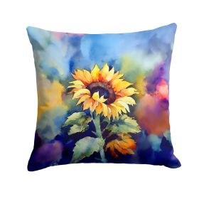Sunflowers in Watercolor Throw Pillow Machine Washable, Indoor Outdoor Decorative Pillow for Couch, Bed or Patio, 14Hx14W (Default: Default)