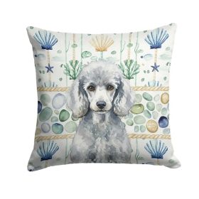 Standard Silver Poodle Coastal Sea Glass Throw Pillow Decorative Indoor Outdoor Accent Cushion for Couch, Bed or Patio, 18Hx18W (Option: Default)