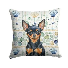 Black and Tan Russian Toy Coastal Sea Glass Throw Pillow Decorative Indoor Outdoor Accent Cushion for Couch, Bed or Patio, 18Hx18W (Option: Default)