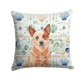 Red Heeler Australian Cattle Dog Coastal Sea Glass Throw Pillow Decorative Indoor Outdoor Accent Cushion for Couch, Bed or Patio, 18Hx18W (Option: Default)