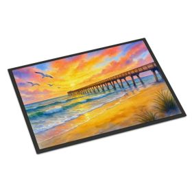 Beach Pier at Sunrise Doormat Front Door Mat Indoor Outdoor Rugs for Entryway, Non Slip Washable Low Pile, 24H X 36W (Option: Default)