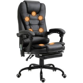 7-Point Vibrating Massage Chair, Reclining Office Chair with Footrest, Reclining Back, Adjustable Height, Black (Option: black)