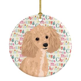 Poodle Toy Apricot #1 Christmas Ceramic Ornament Christmas Tree Hanging Decorations for Home Christmas Holiday, Party, Gift, 3 in, Multicolor (Option: Default)